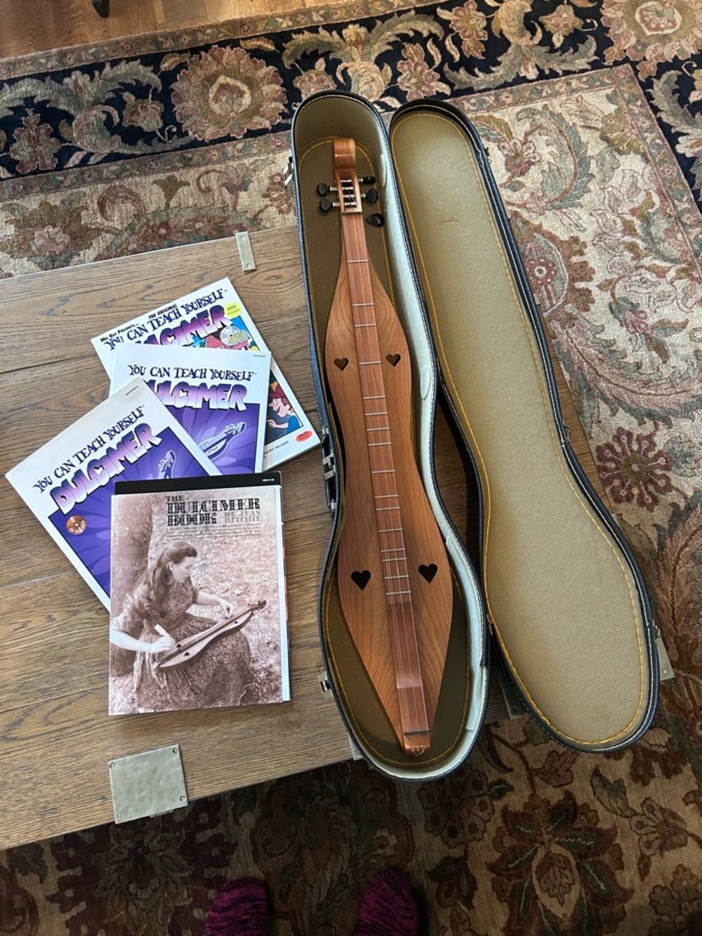 Vintage 1970s Handmade J Patterson Mountain Lap Dulcimer  Heart Sound Hole